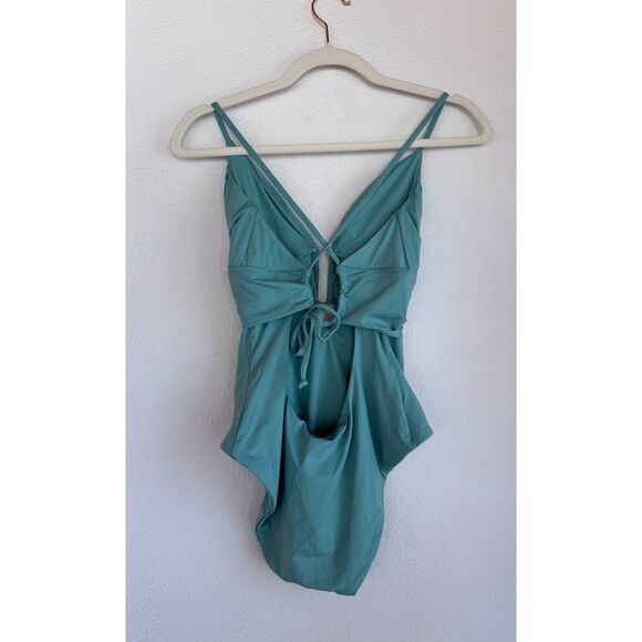NWT BECCA by Rebecca Virtue Color Code Bristol Plunge One-Piece in Mineral Blue - Picture 8 of 14